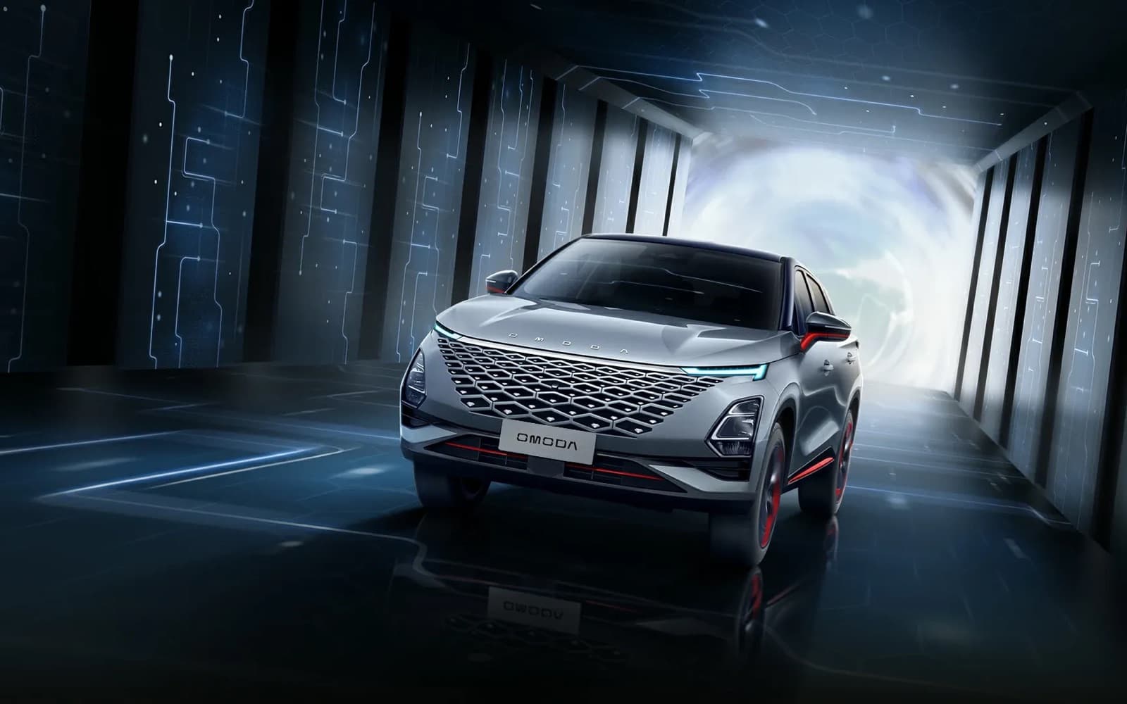 Omoda C5 trong đường hầm ánh sáng