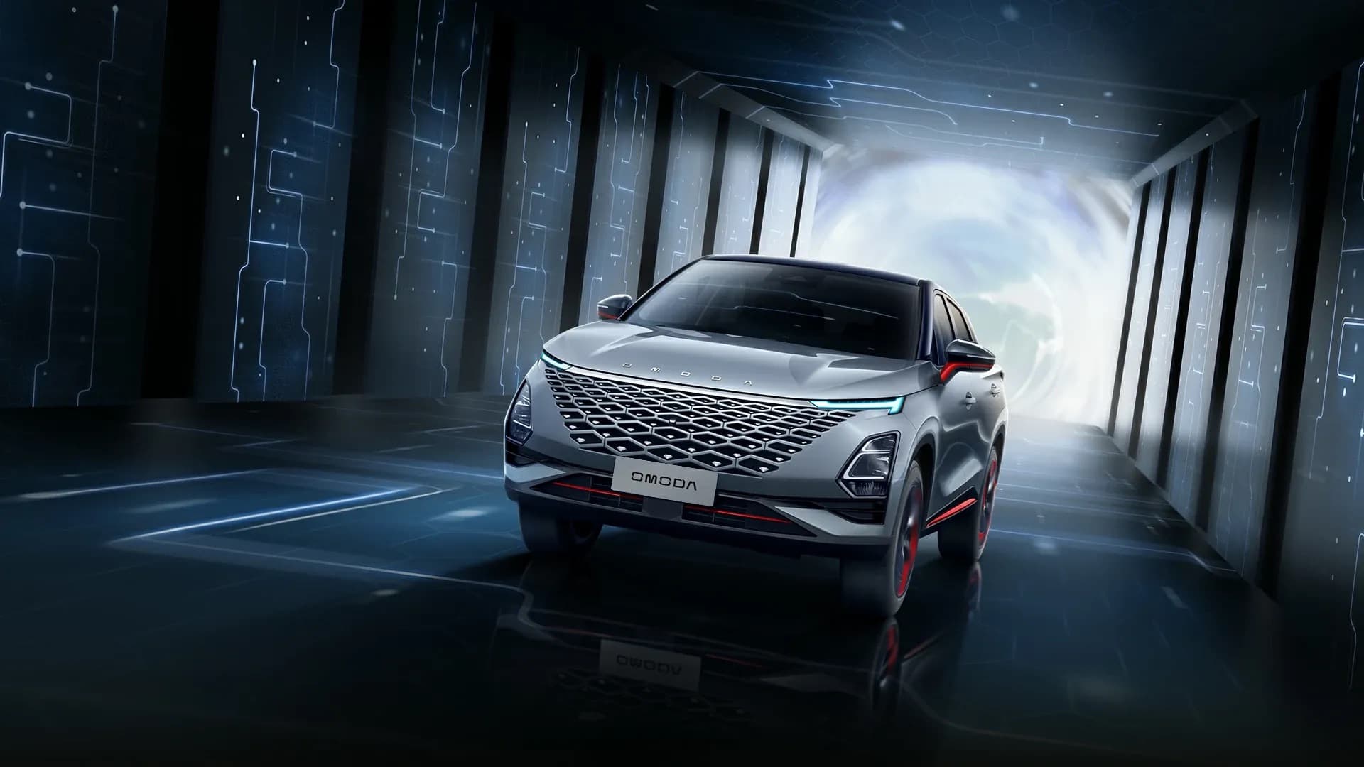 Omoda C5 trong đường hầm ánh sáng